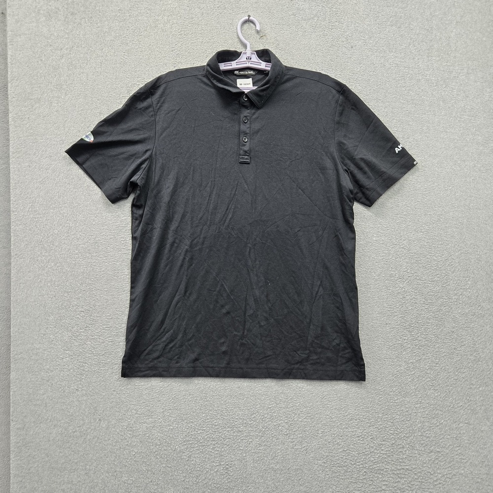 Travismathew Men Polo XL Black Golf Logo Short Sleeve Collar Pullover Casual
